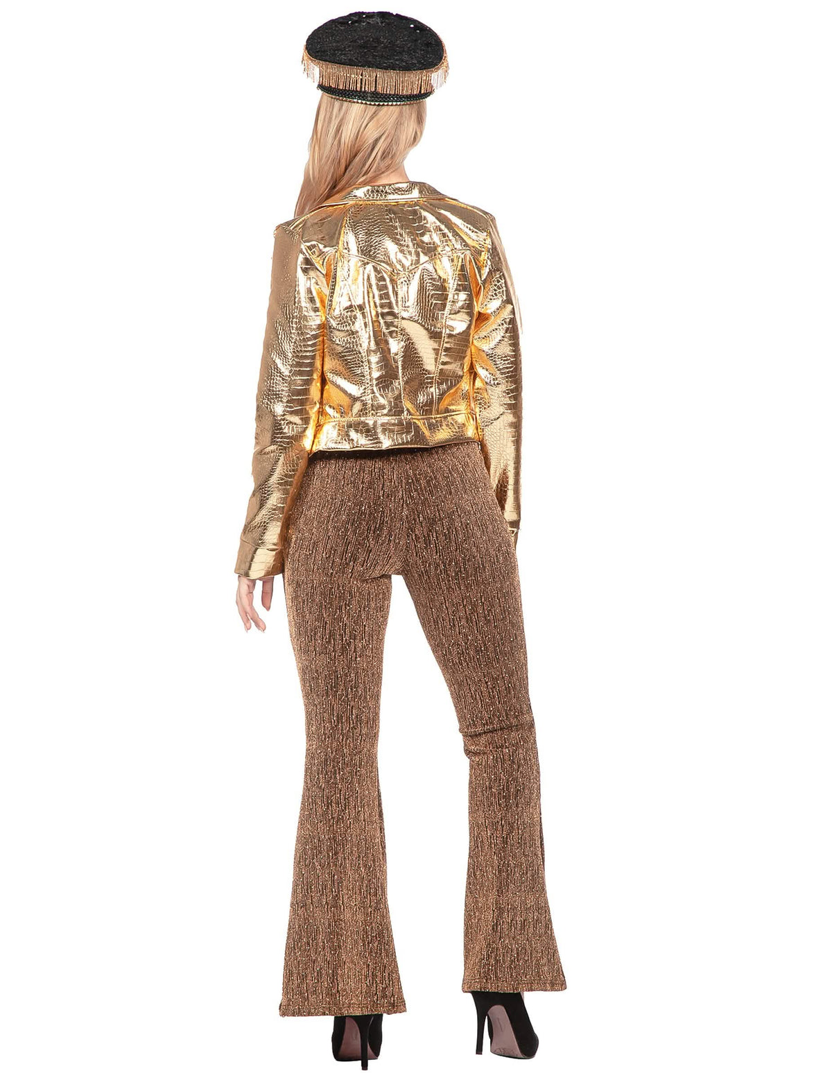 gouden metallic crocoprint damesjas