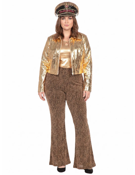 gouden metallic crocoprint damesjas