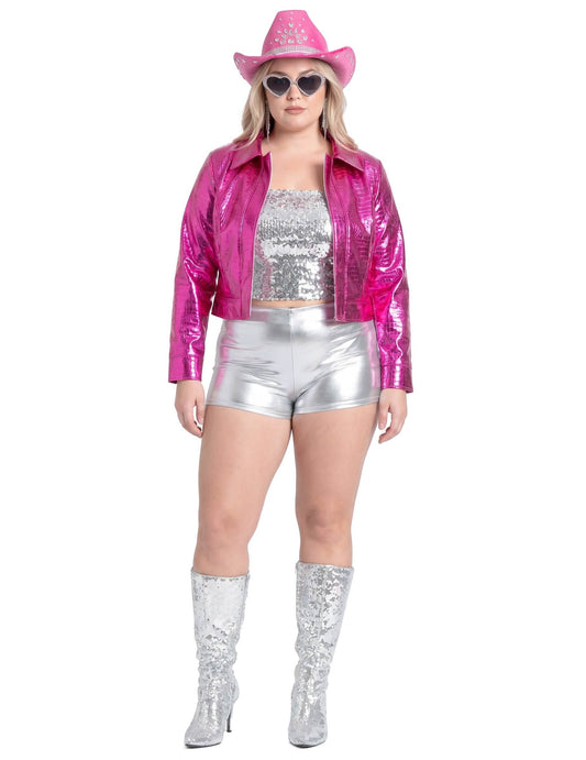 metallisch roze krokodillenjack voor dames