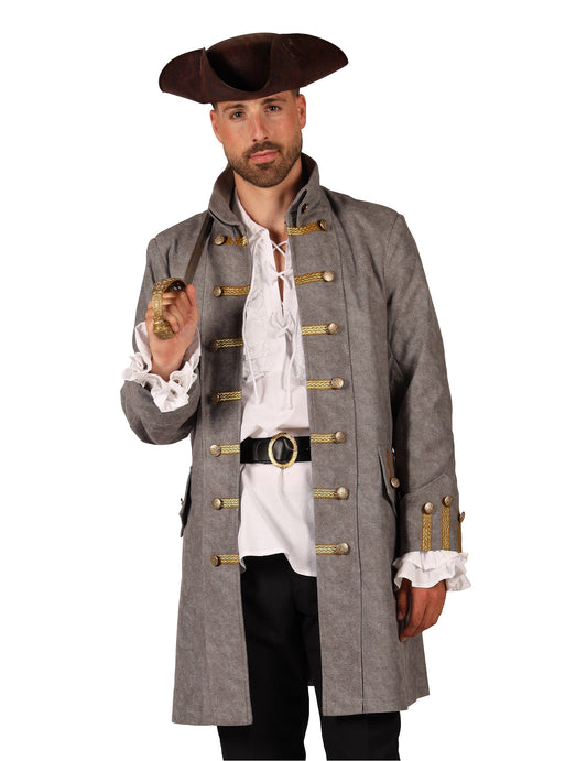 Veste longue de pirate grise homme