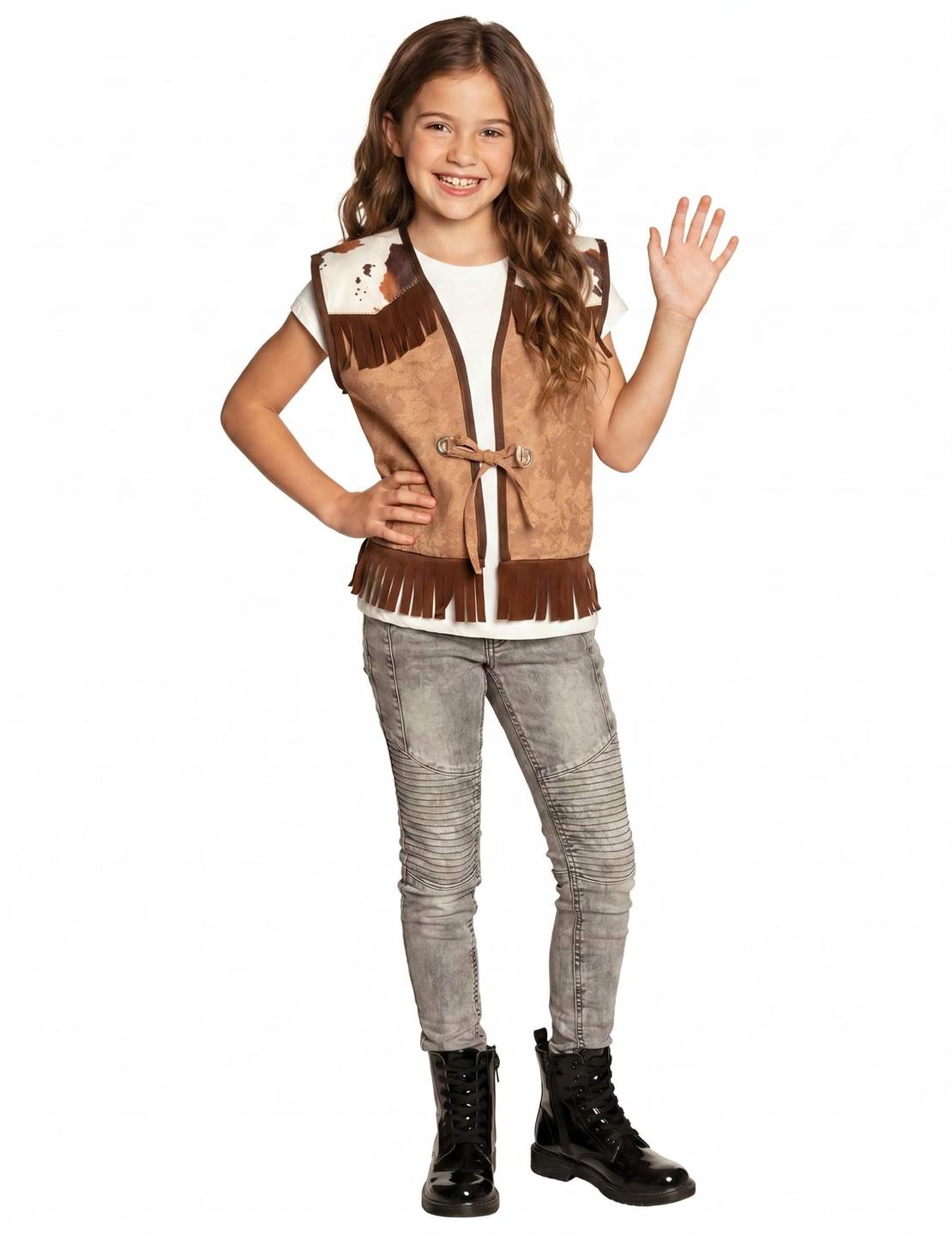 Lichtbruin western gilet voor kinderen