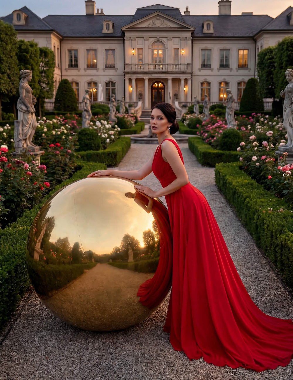 Vue d'ensemble van de carry me spiegelbol voor gouden feest