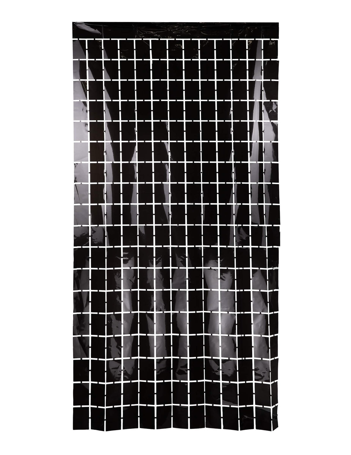 Vue d'ensemble du rideau de carrés noires pour décoration de fête noir brillant