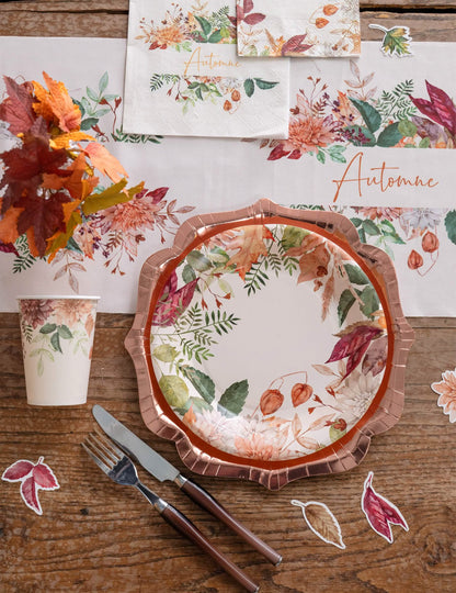10 assiettes Automne Floral 22,5 cm