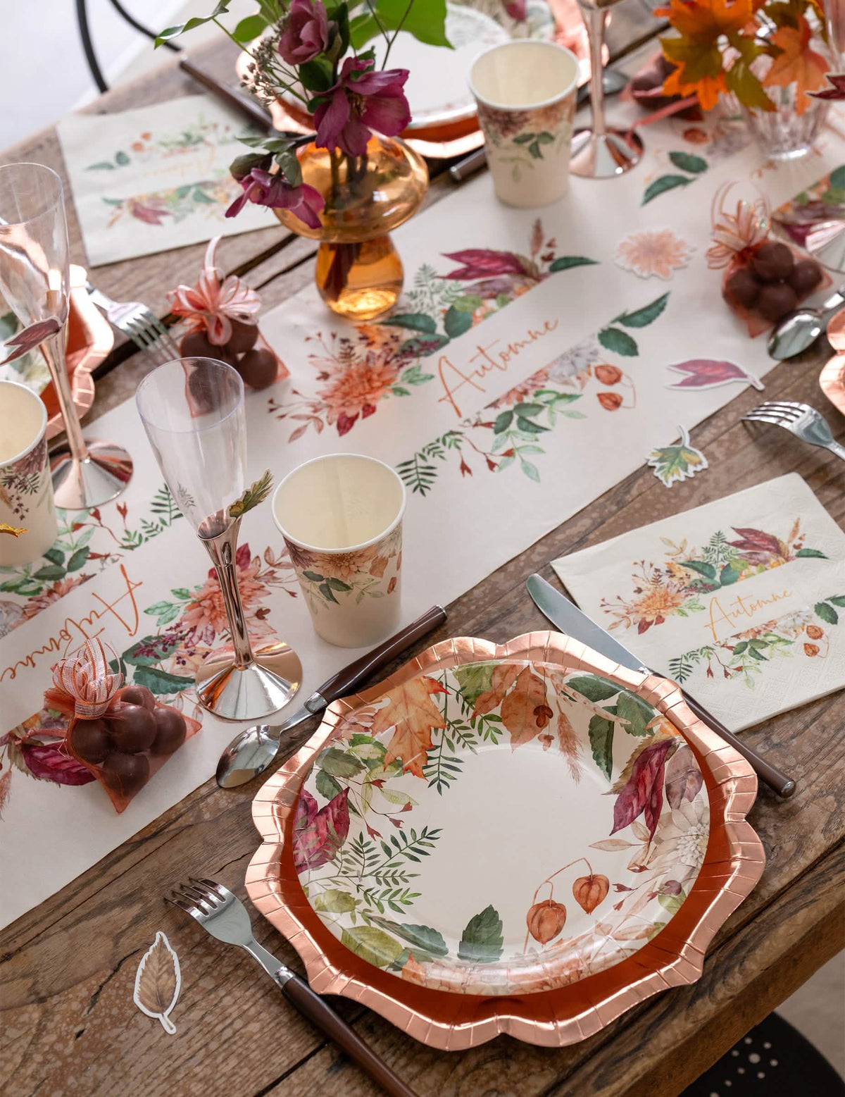 10 assiettes Automne Floral 22,5 cm