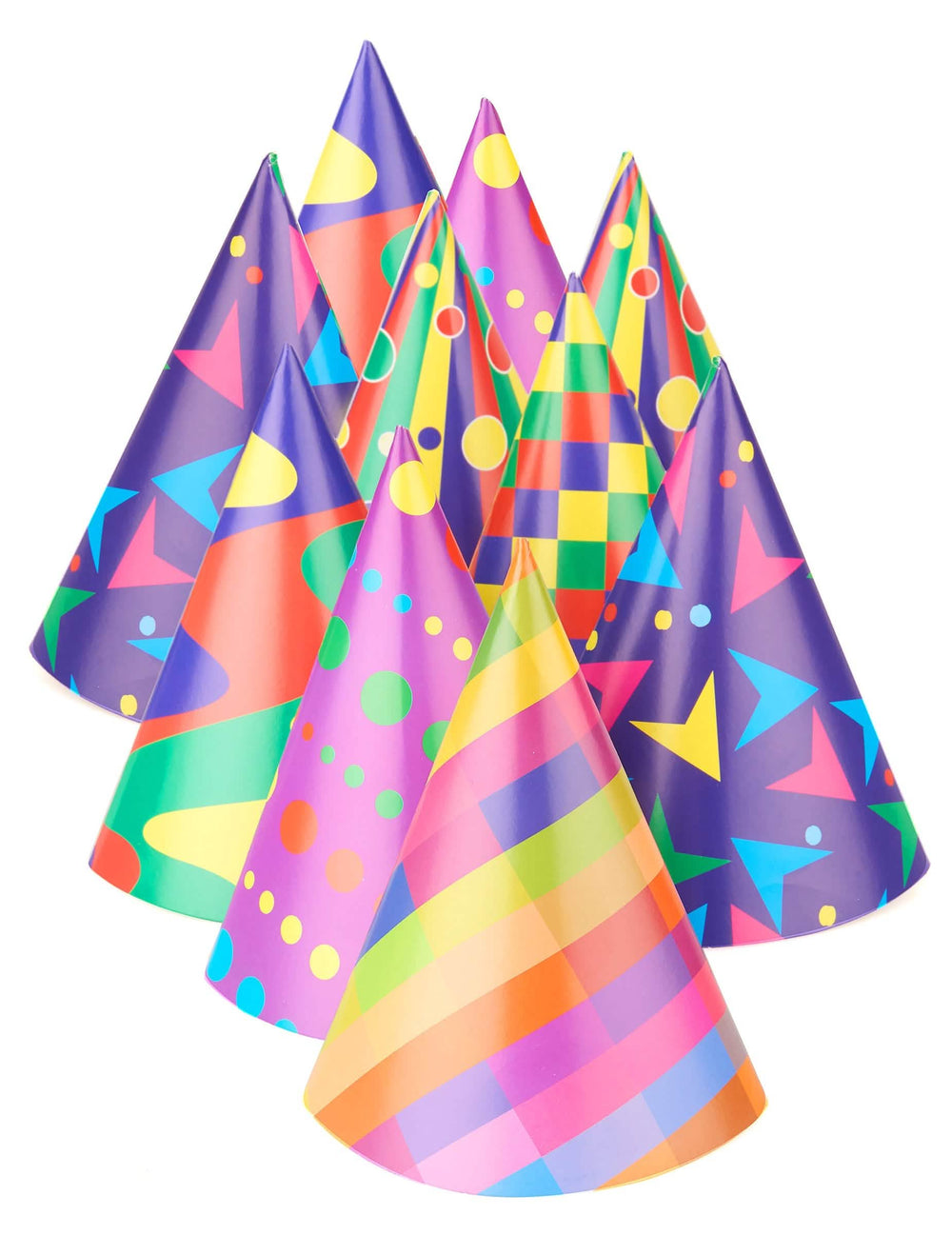 Set van 10 veelkleurige feesthoeden met diverse motieven