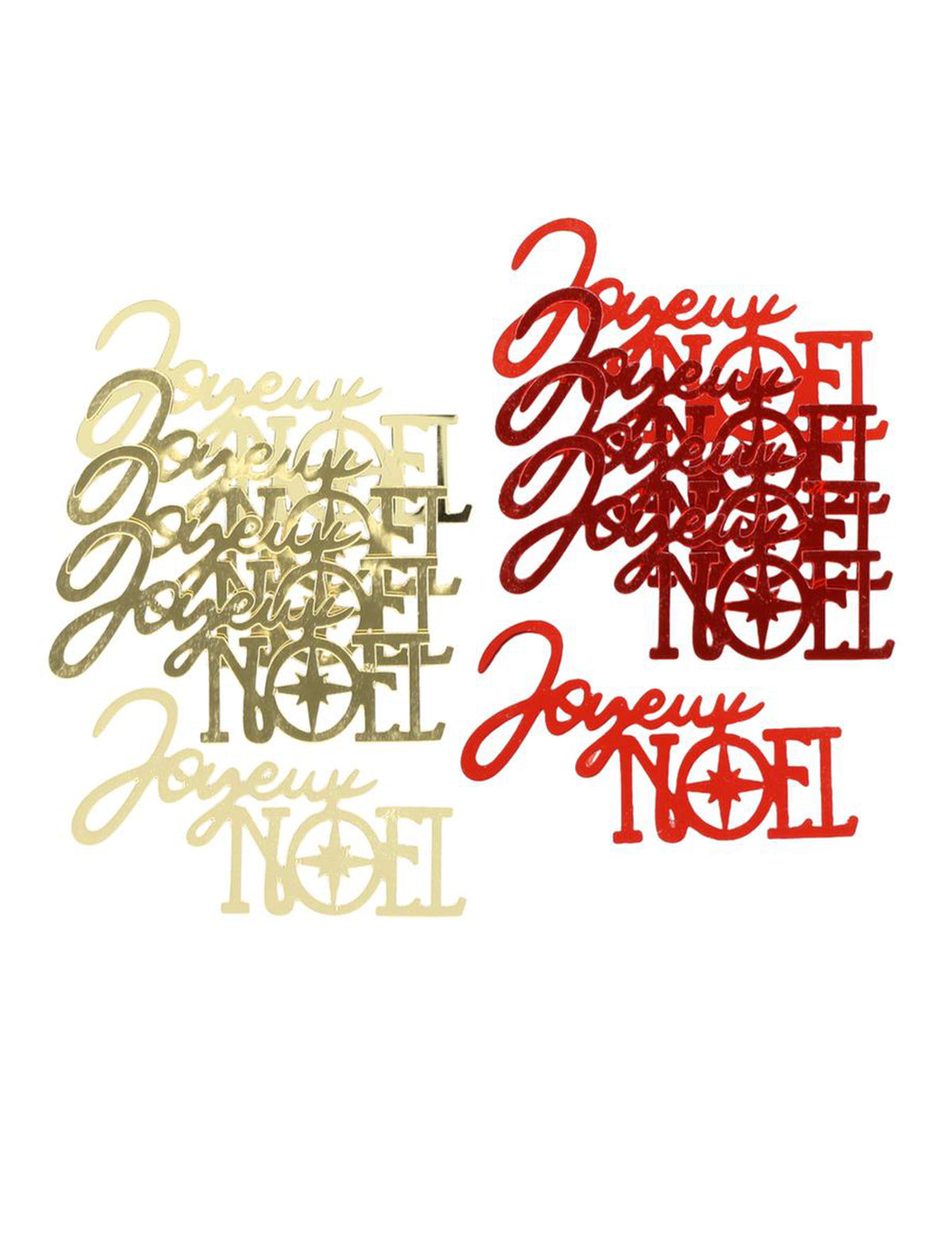 10 tafelconfetti Vrolijk Kerstfeest rood en goud 6,5 x 3,5 cm