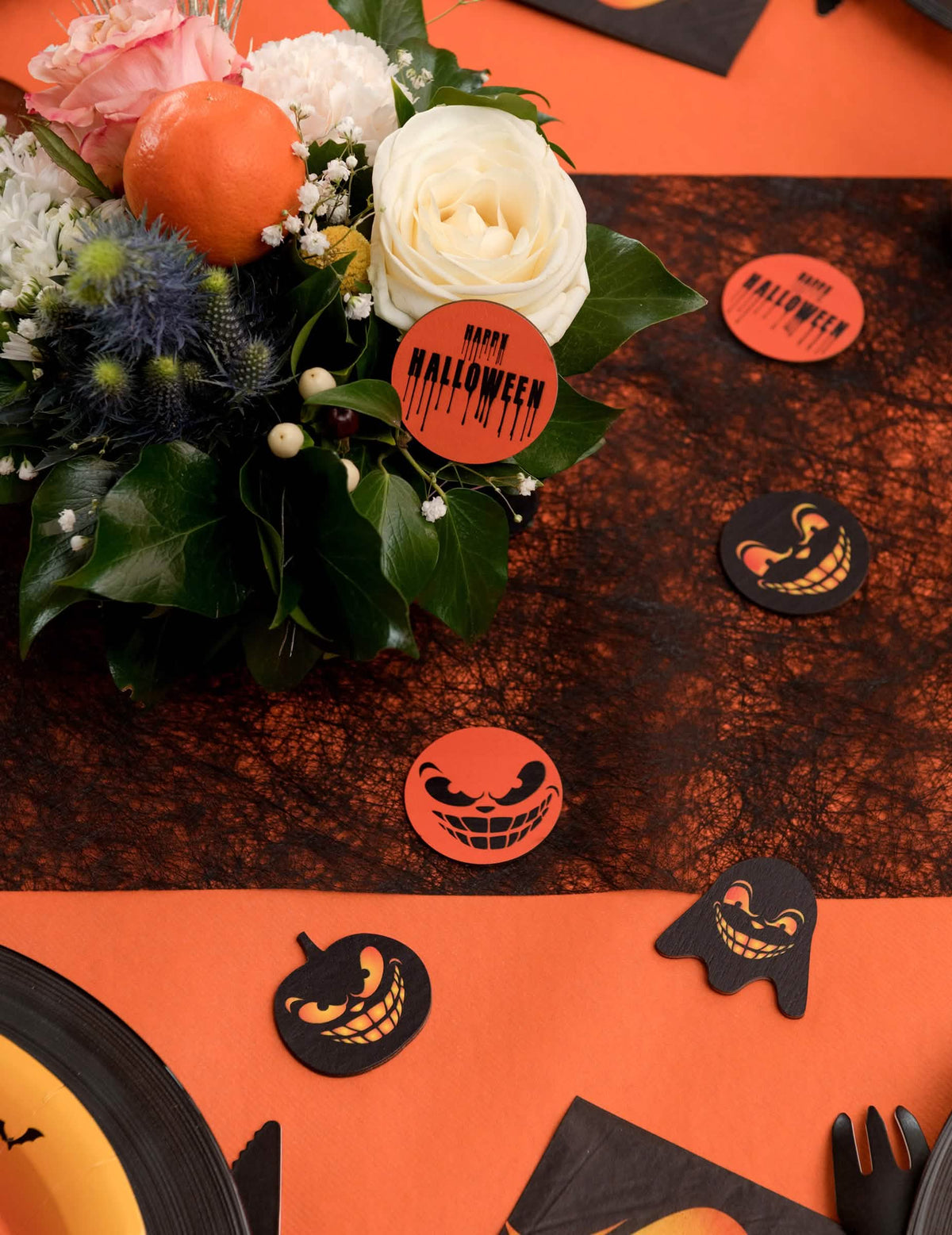 10 décorations à parsemer Ghost en bois noir 5 cm