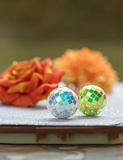 10 mini iriserende discoballen meerkleurig 4 cm