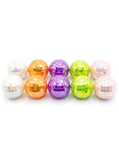10 mini iriserende discoballen meerkleurig 4 cm