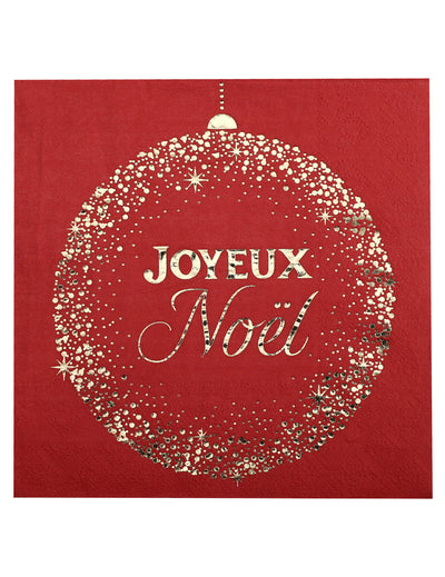 10 serviettes Noël Étincelant rouges 33 x 33 cm