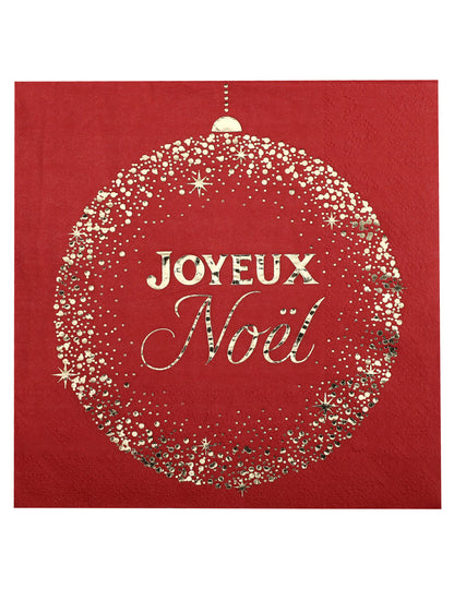 10 serviettes Noël Étincelant rouges 33 x 33 cm