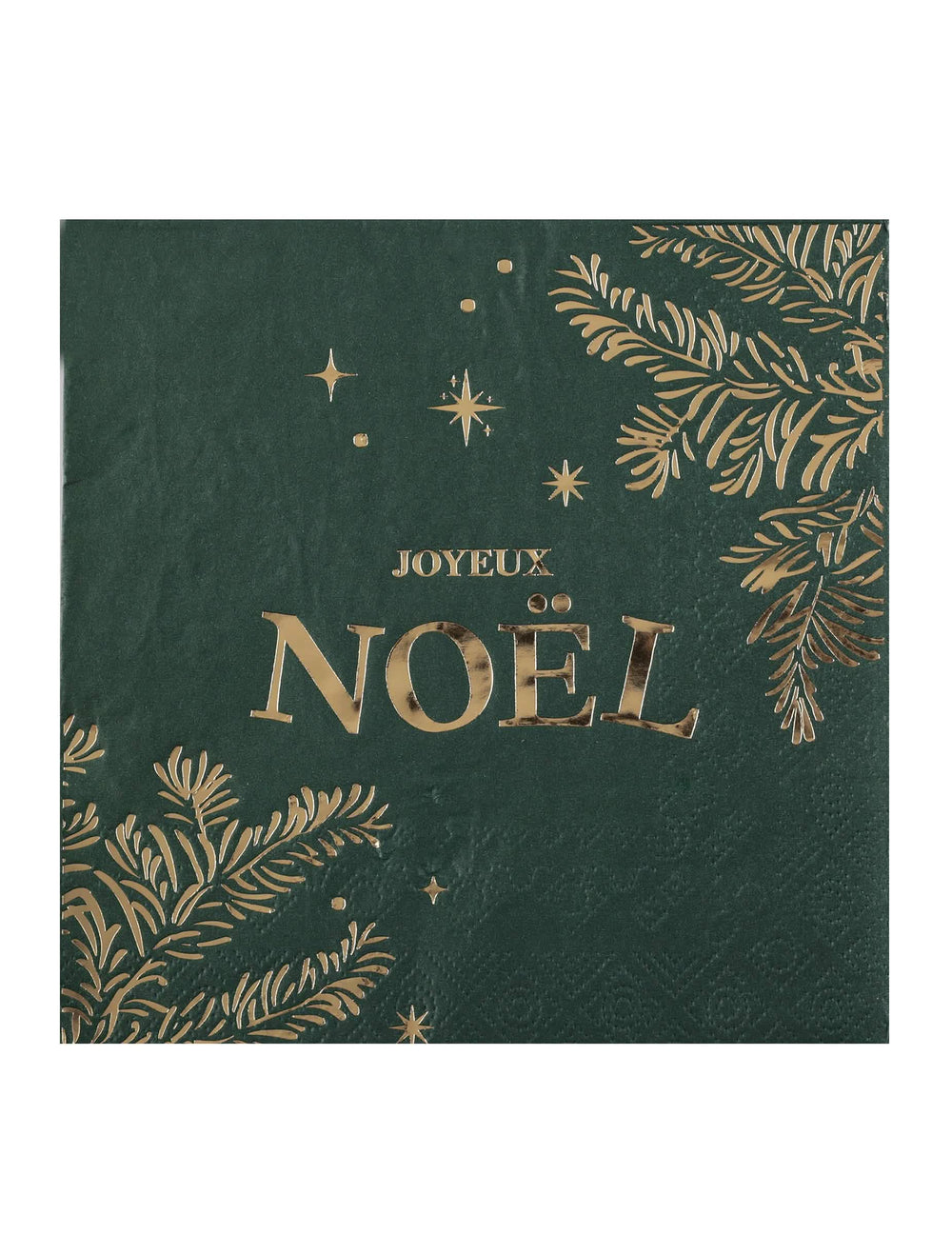 Serviettes en papier Noël pour table de fête vert et doré avec inscription Joyeux Noël