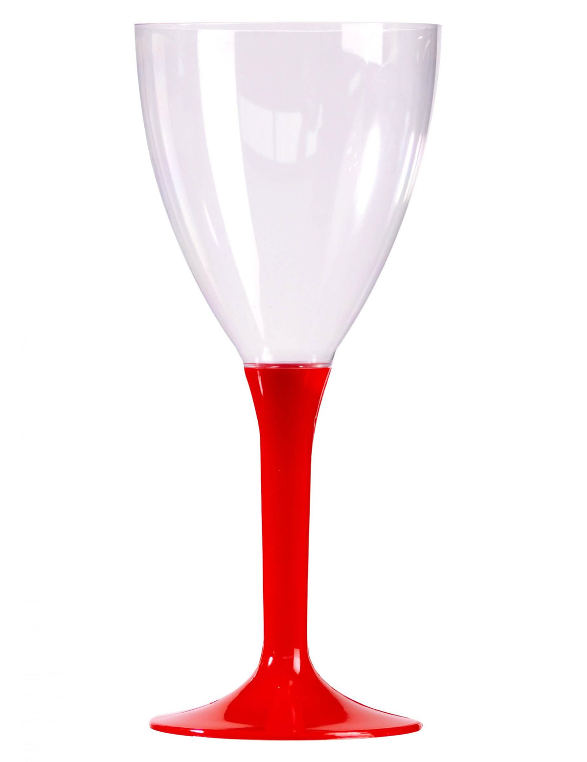 Verres à vin transparents avec pied rouge en plastique