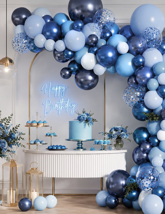 100 Mini ballons latex métallisés bleu foncé 13 cm