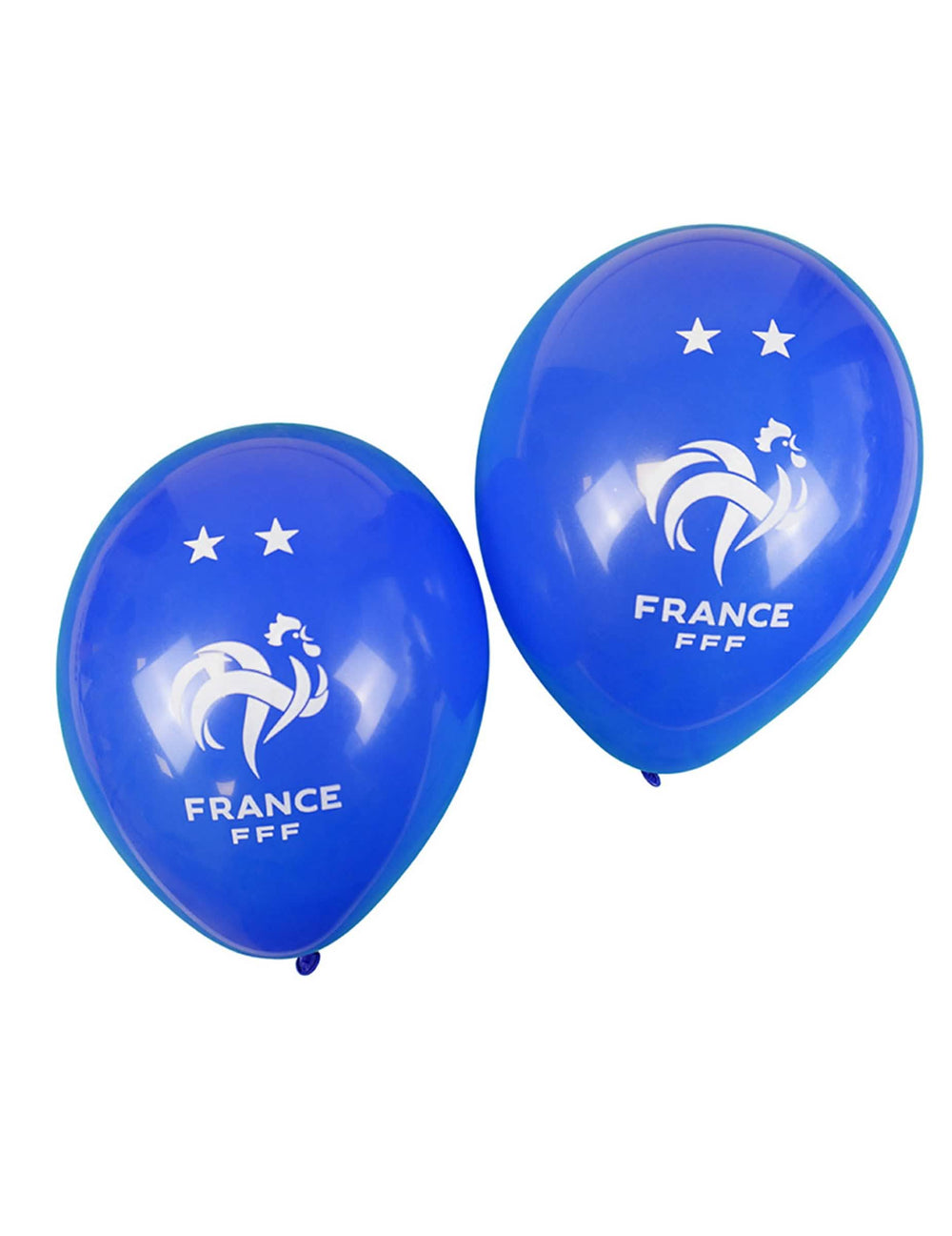Ballons FFF pour supporters bleus avec logo coq blanc et deux étoiles