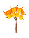12 Mini citrouilles sur tige en velours orange 13 cm