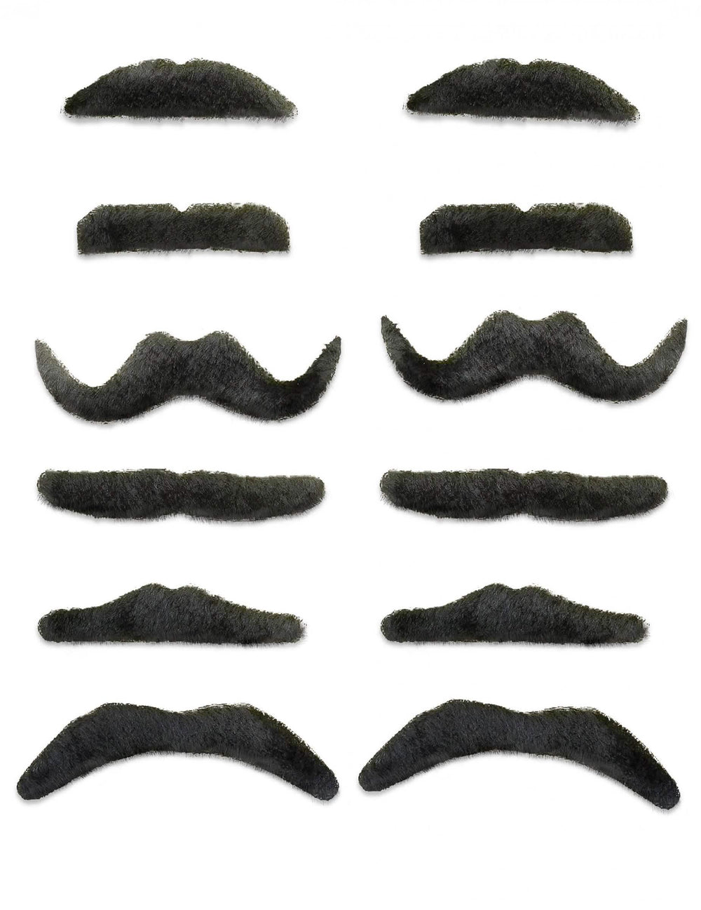 Lot de 12 moustaches noires de styles variés