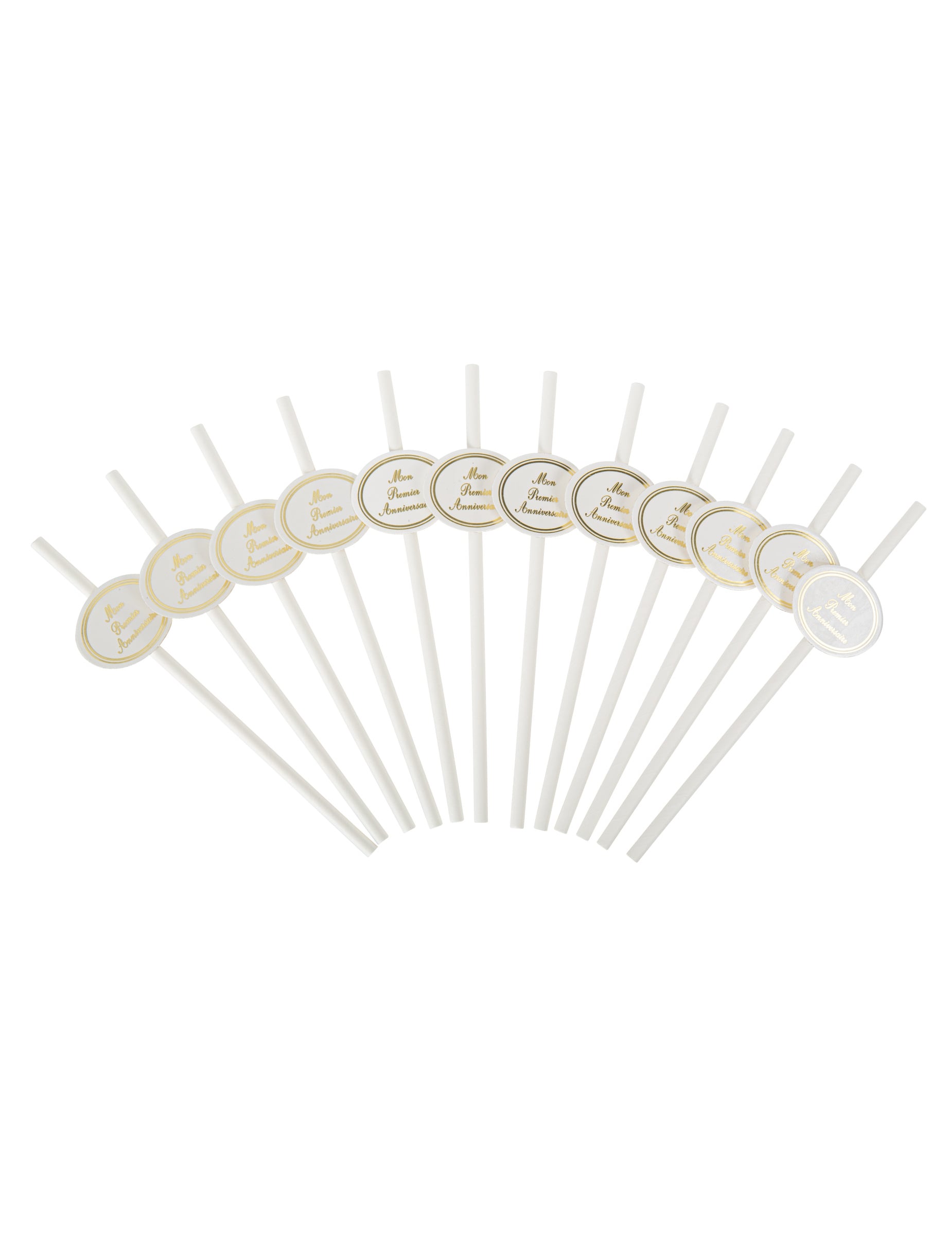 Pailles médaillon mon premier anniversaire pour enfant blanc et or