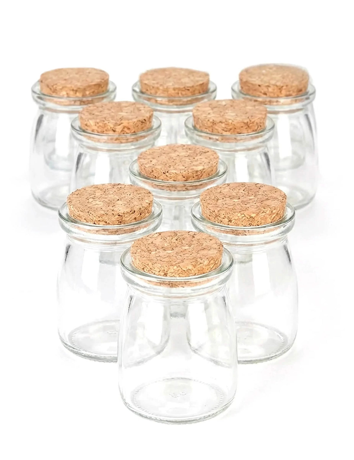 12 petits pots en verre avec bouchon en liège 7 cm