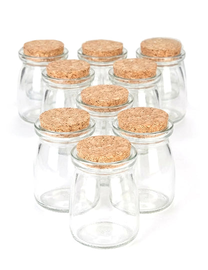 12 petits pots en verre avec bouchon en liège 7 cm
