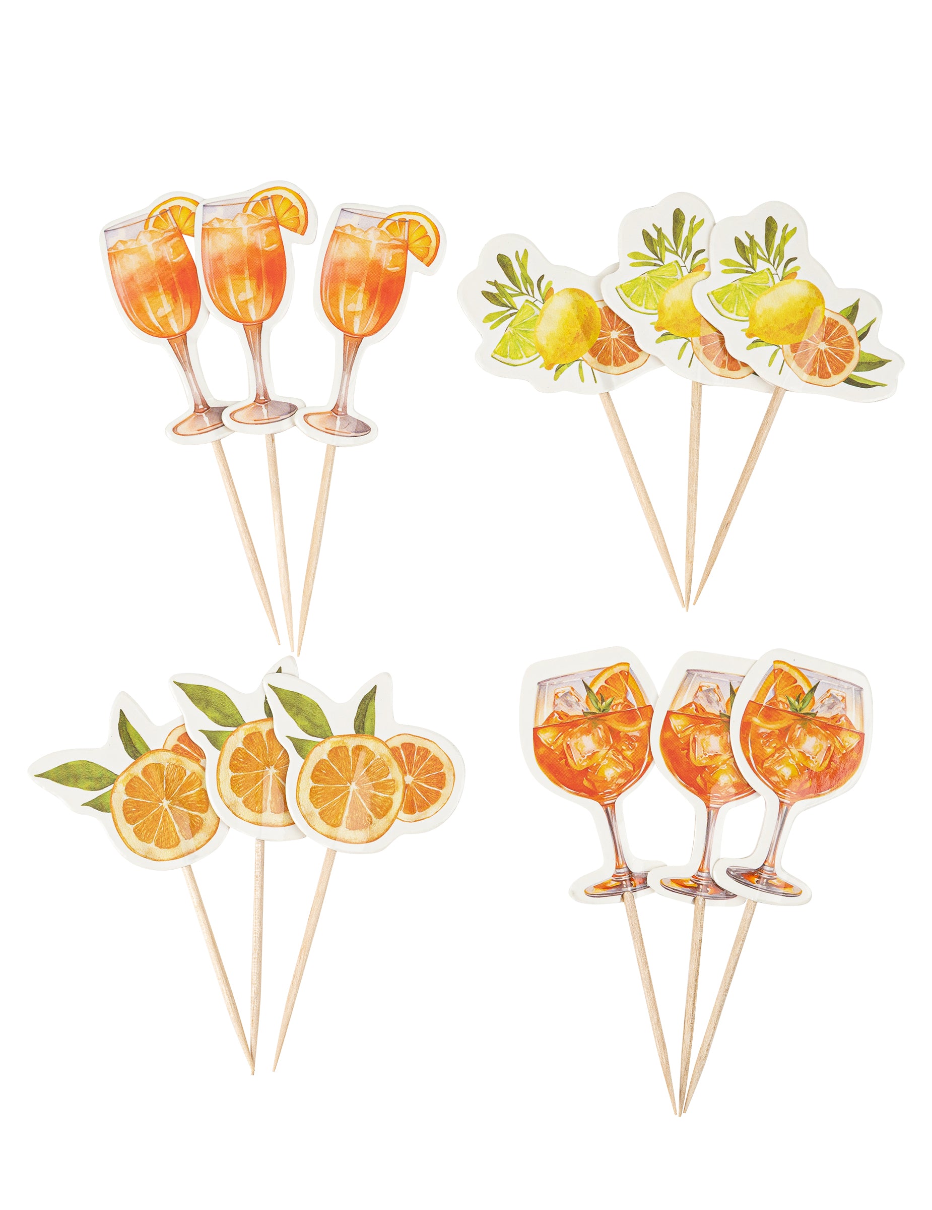 Pics fizz agrume pour cocktails papier crème orange et jaune
