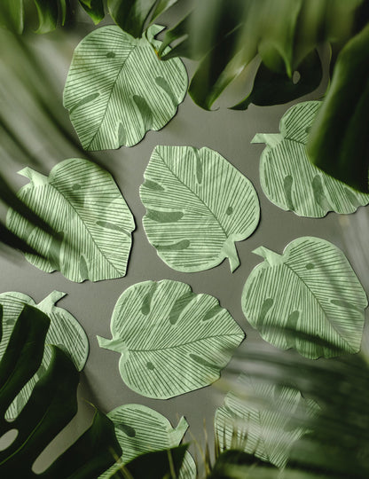 12 Papieren servetten monstera blad groen 29,1 x 36 cm