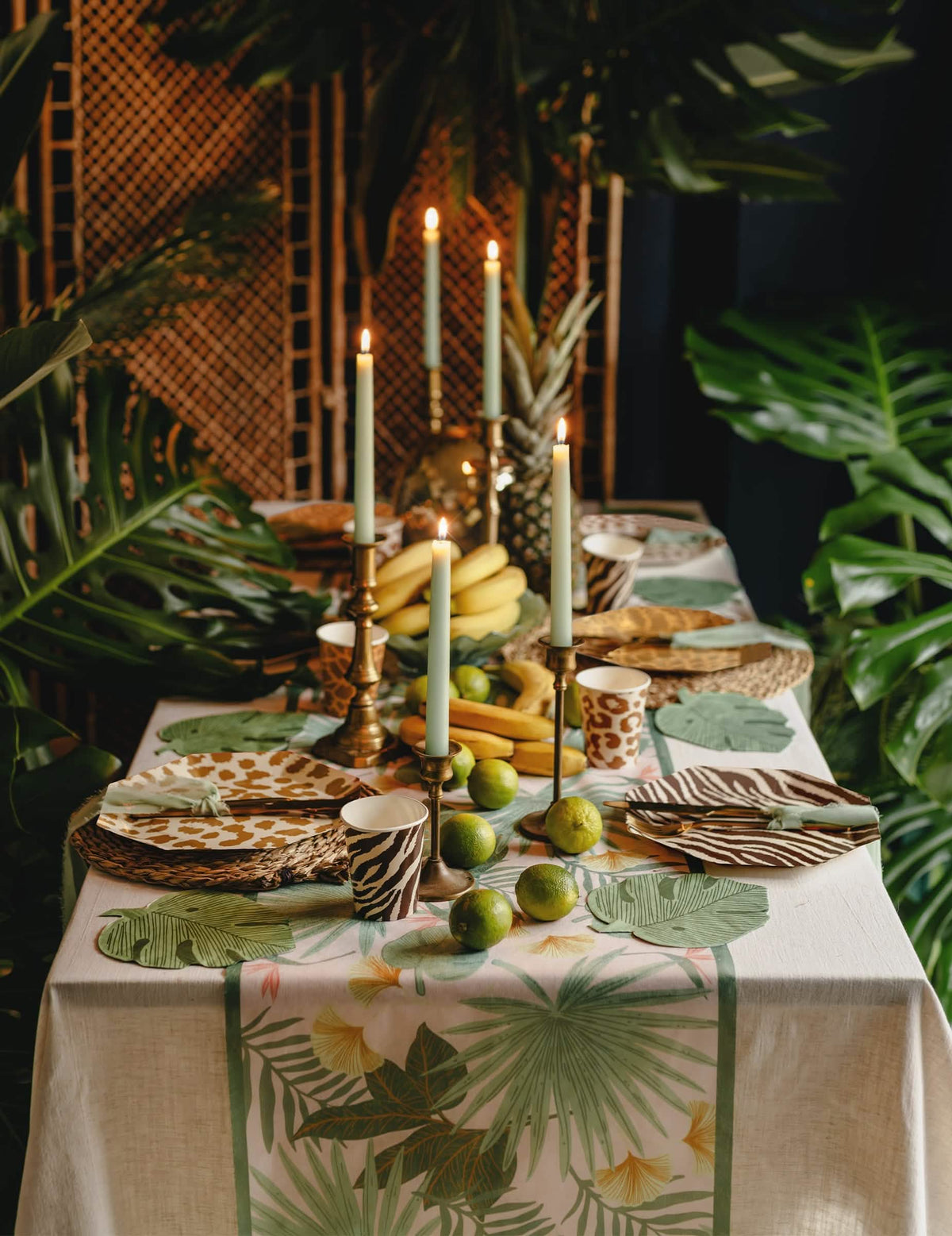 12 Serviettes en papier feuille de monstera vertes 29,1 x 36 cm