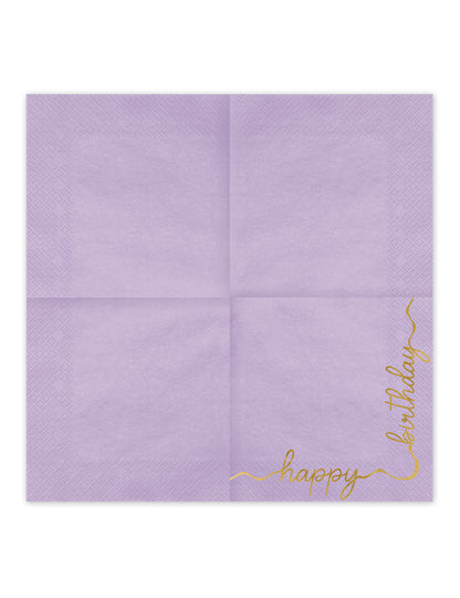 12 Papieren servetten Happy Birthday pastel en goud 33 × 33 cm