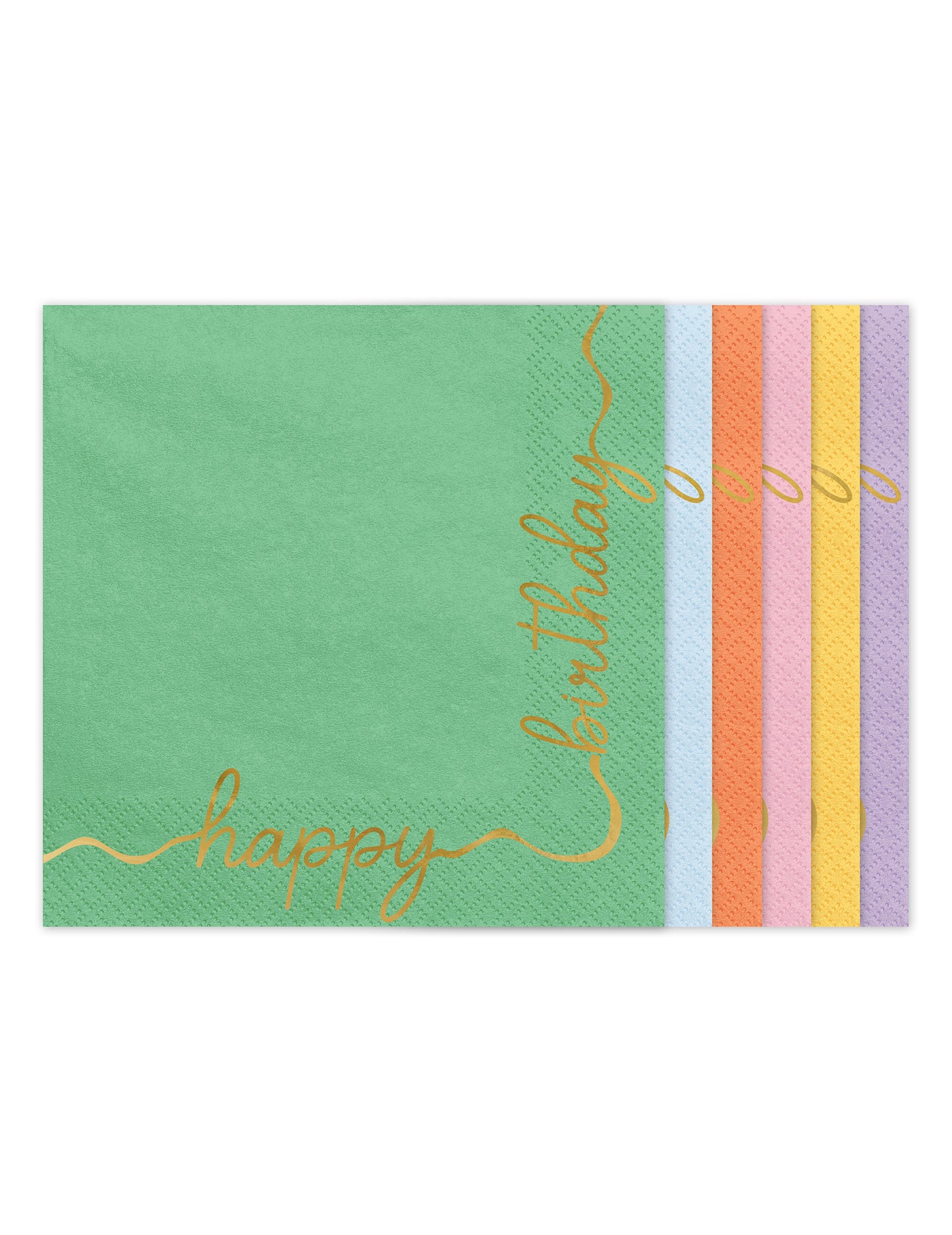 12 Papieren servetten Happy Birthday pastel en goud 33 × 33 cm