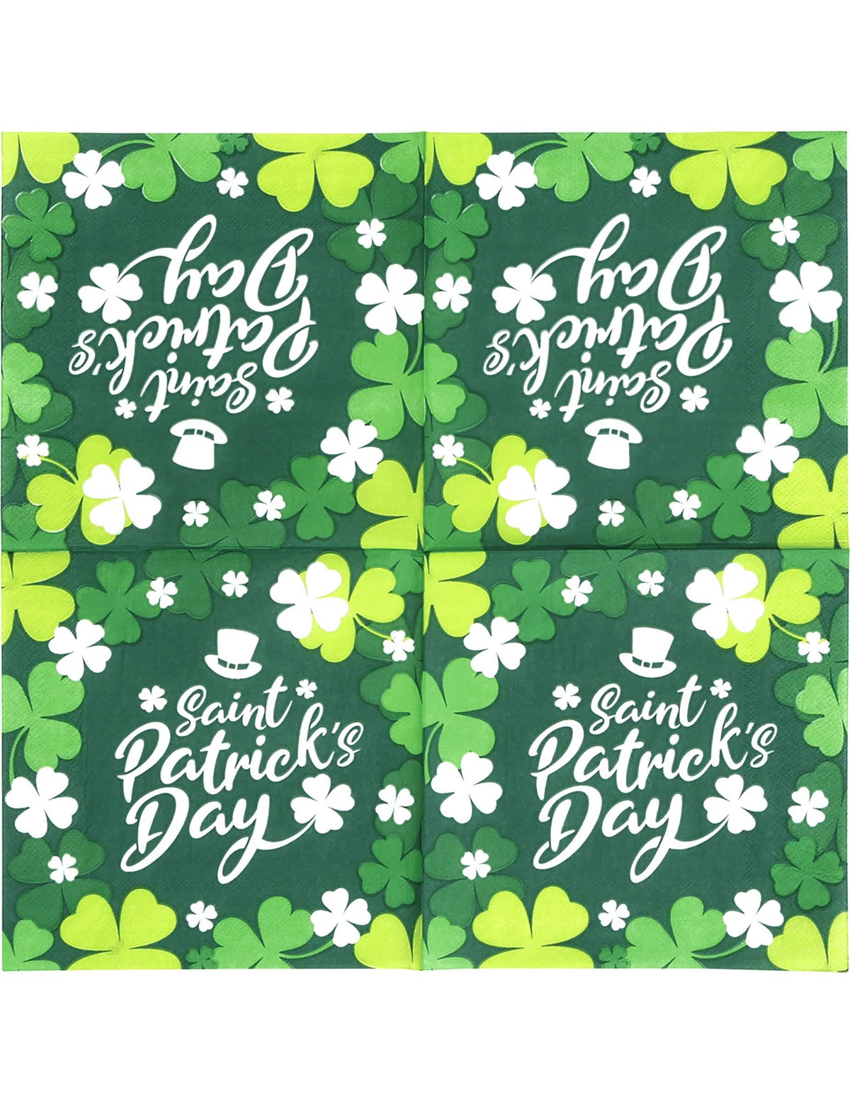 Vue dépliée des serviettes Saint Patrick