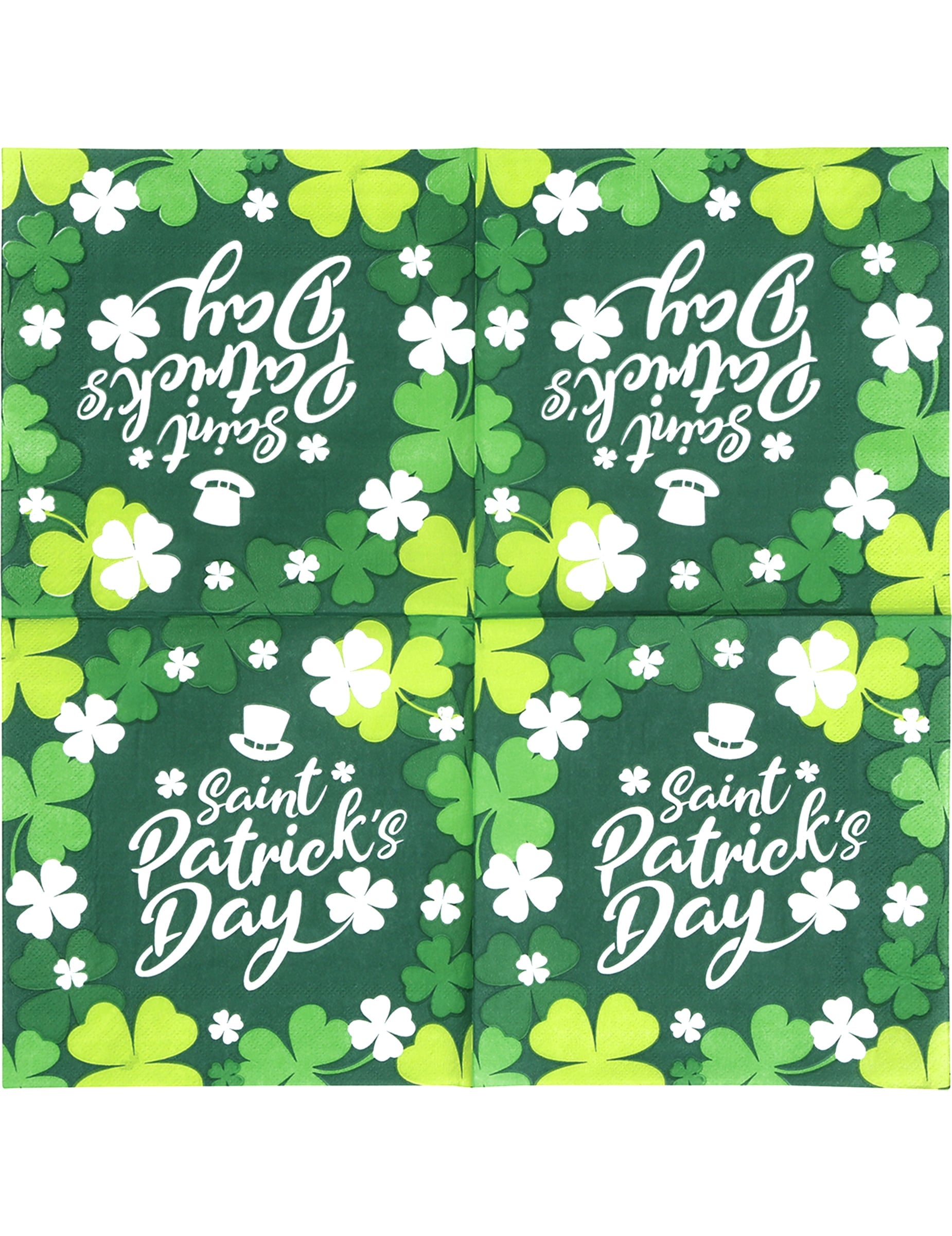 Vue dépliée des serviettes Saint Patrick