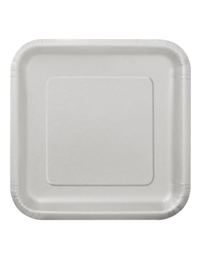 Assiettes carrées jetables en carton argent