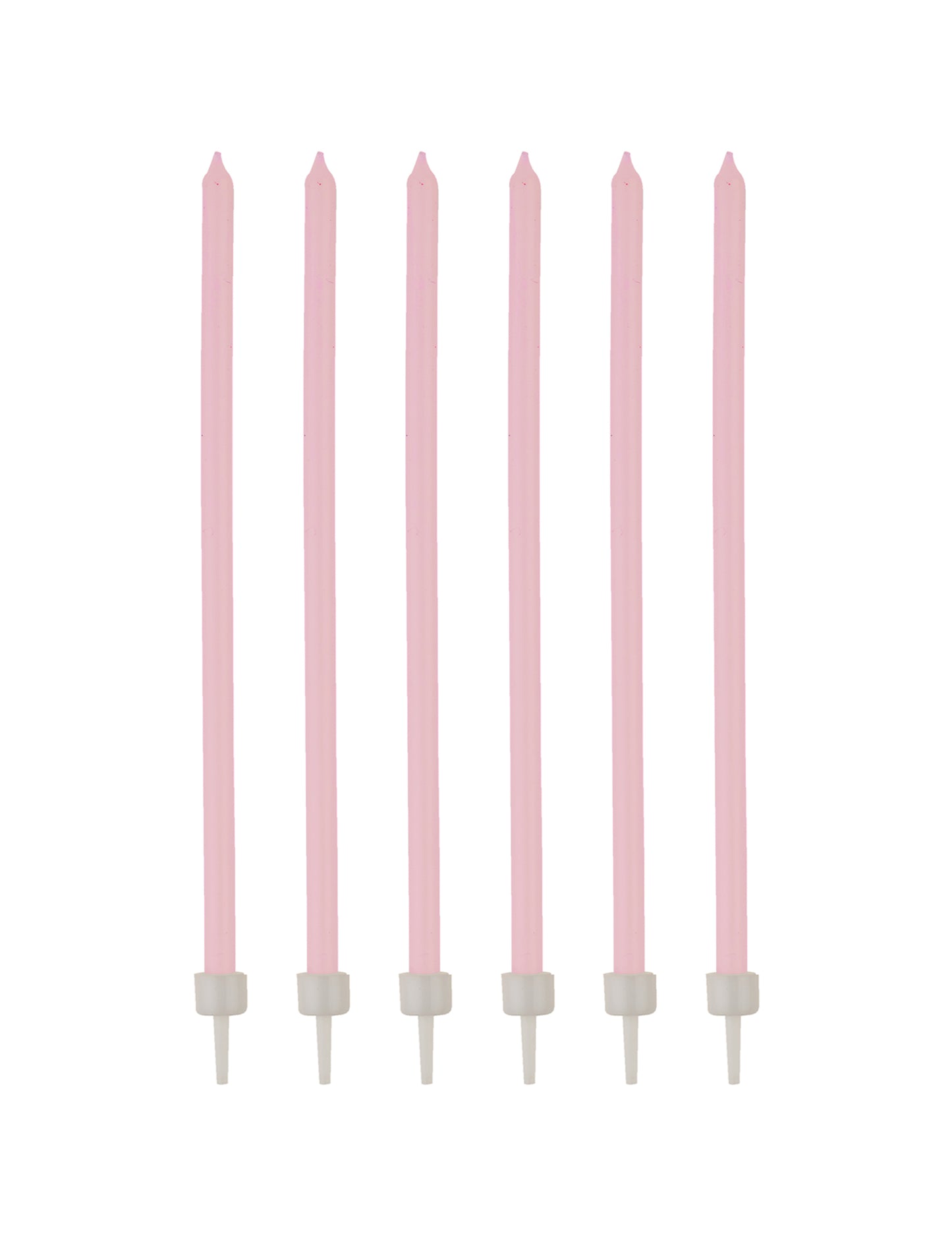 Bougies fines rose pâle avec bobèches