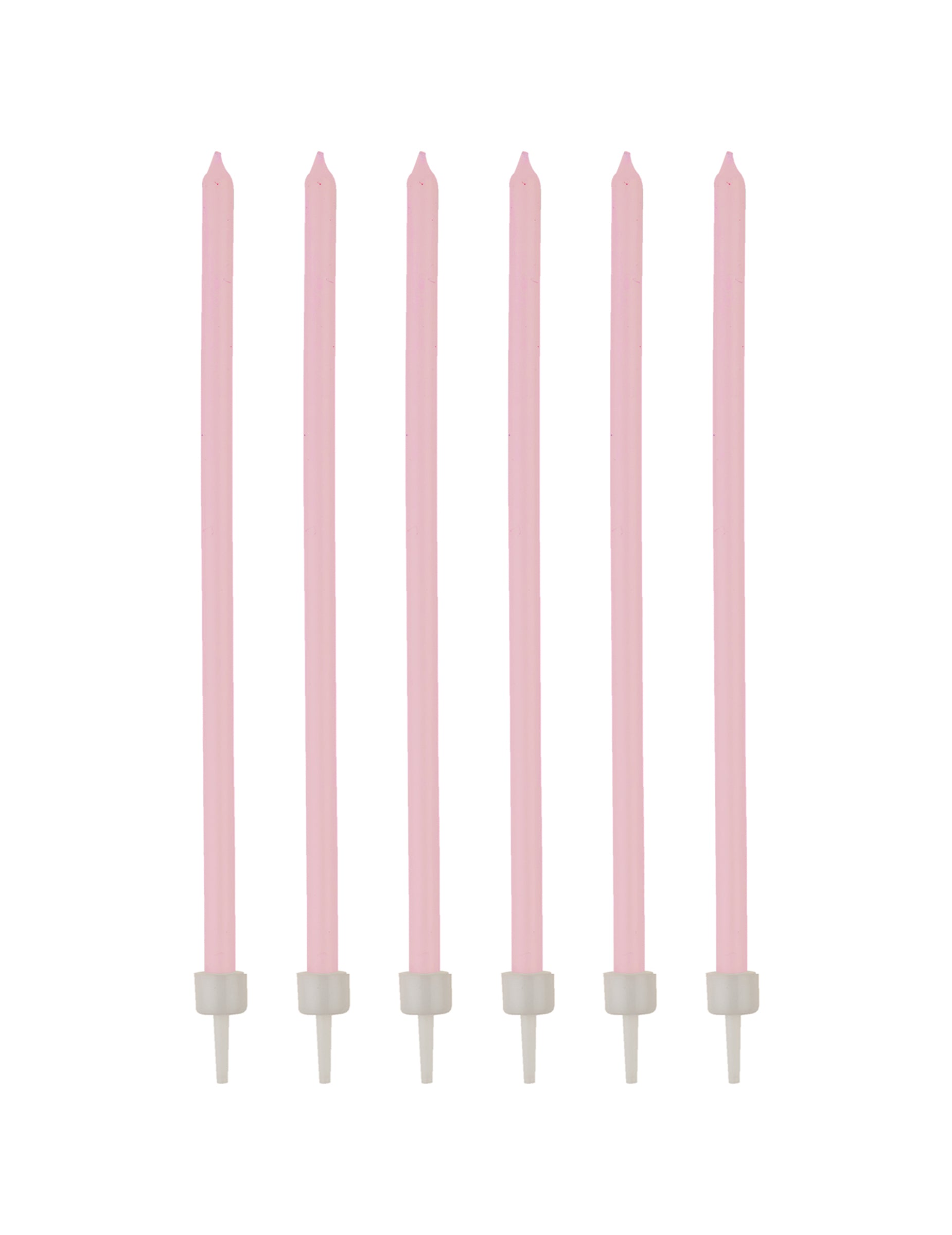 Bougies fines rose pâle avec bobèches