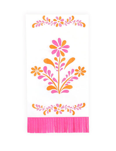 16 papieren servetten met franjes Pink Limonade 20 x 40 cm