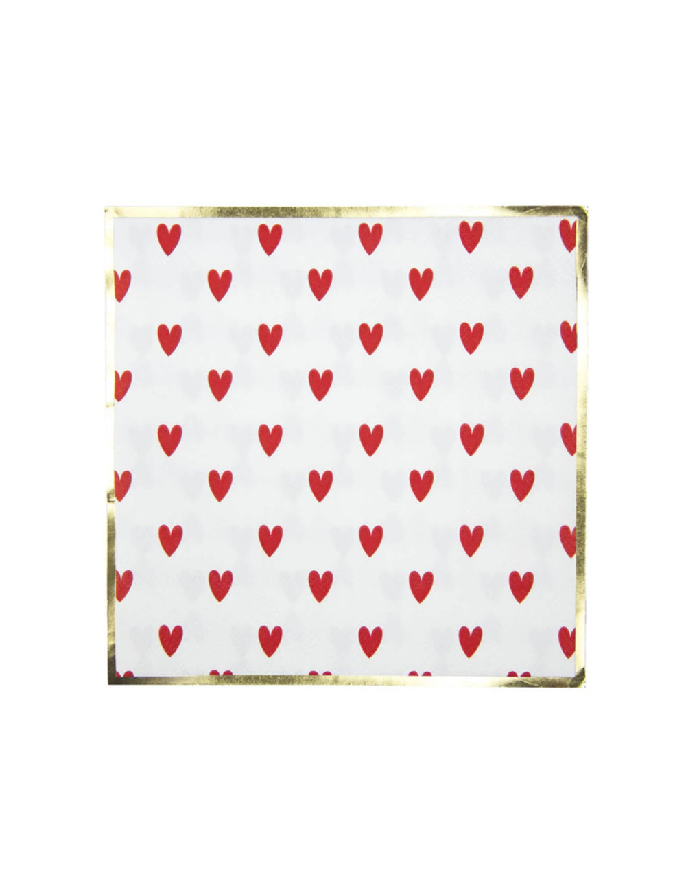 Serviettes en papier cœurs rouges pour fête blanches avec bordure dorée