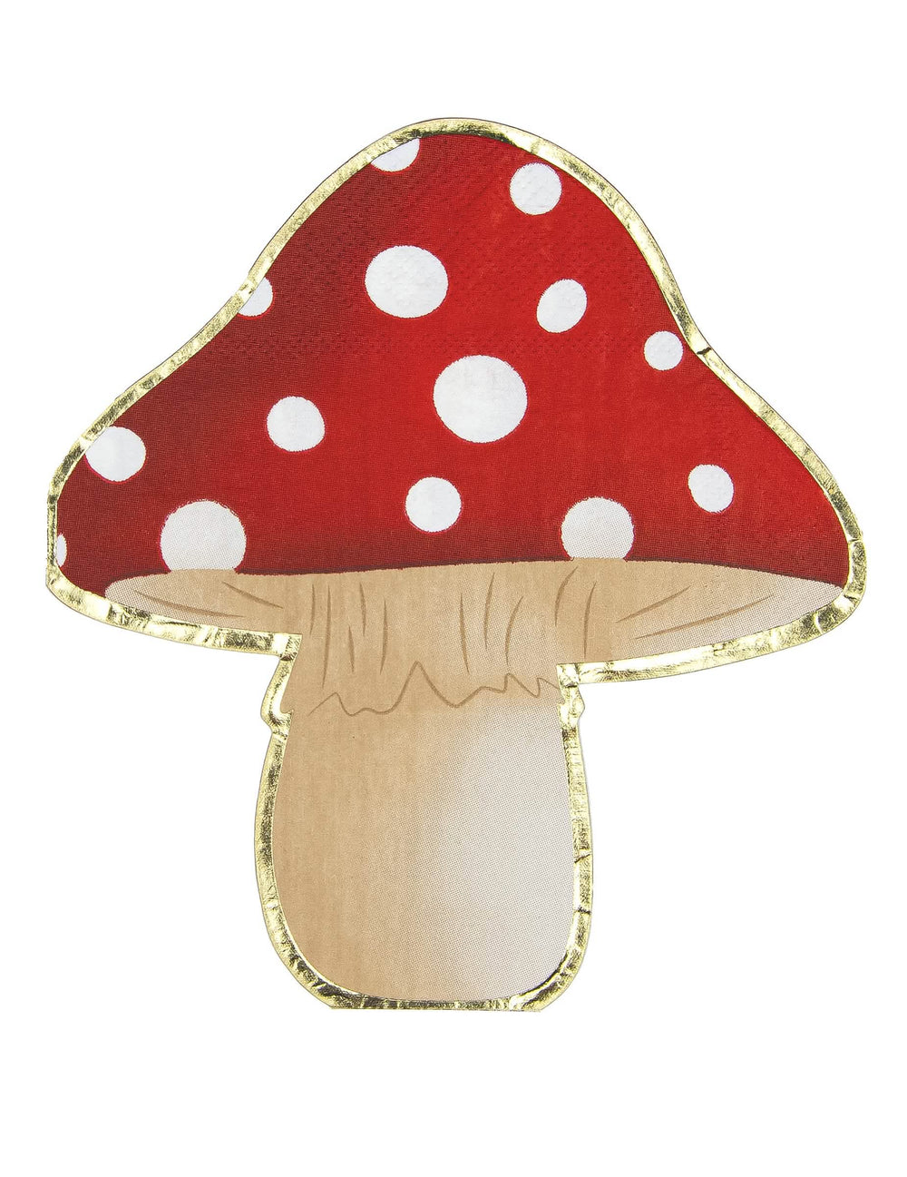 Serviettes en papier champignon rouge et blanc avec bordure dorée