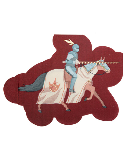 Serviettes chevaliers bordeaux avec illustration de cavalier en armure