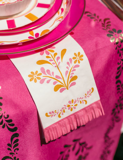 16 Serviettes en papier à franges Pink Limonade 20 x 40 cm