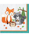 Serviettes en papier animaux de la forêt pour anniversaire avec motifs renard raton laveur et hérisson