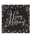 Serviettes en papier Happy Birthday pour anniversaire noires célébration étincelante