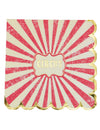 Serviettes en papier cirque vintage pour fête rouge et crème à rayures avec bordure dorée