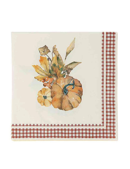 16 serviettes citrouilles Cottage Living en papier crème et terre brûlée 33 x 33 cm