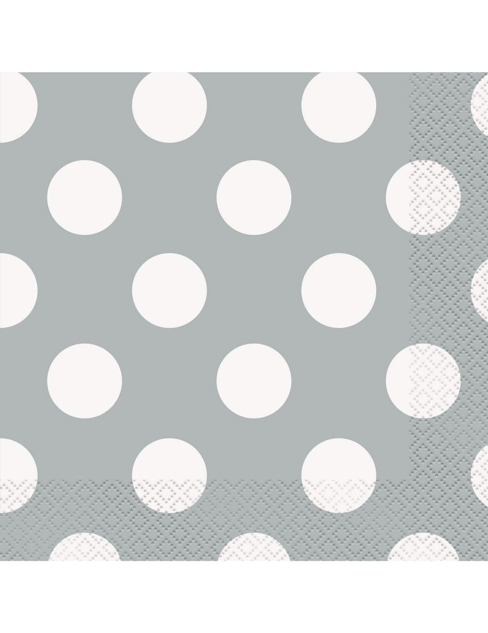 Serviettes en papier à pois pour anniversaire grises et blanches