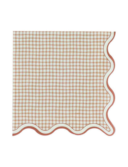 16 serviettes vichy Cottage Living en papier terre brûlée et crème 33 x 33 cm