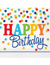 Serviettes en papier Happy Birthday pour anniversaire à pois colorés