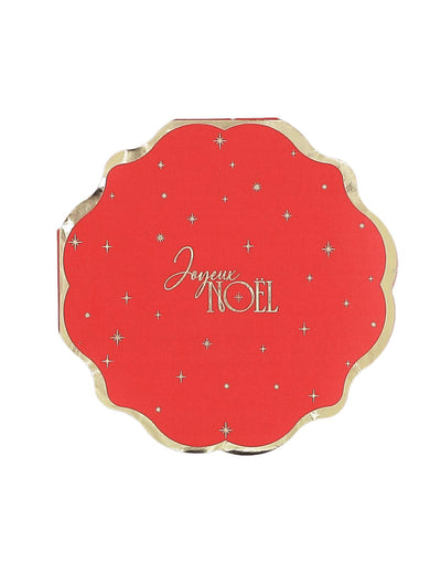 16 serviettes Joyeux Noël intemporel rouge et or 32 x 32 cm