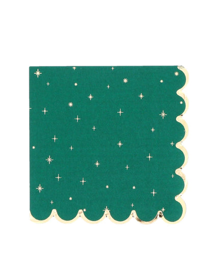 16 tijdloze kerstservetten Engels groen en goud 33 x 33 cm