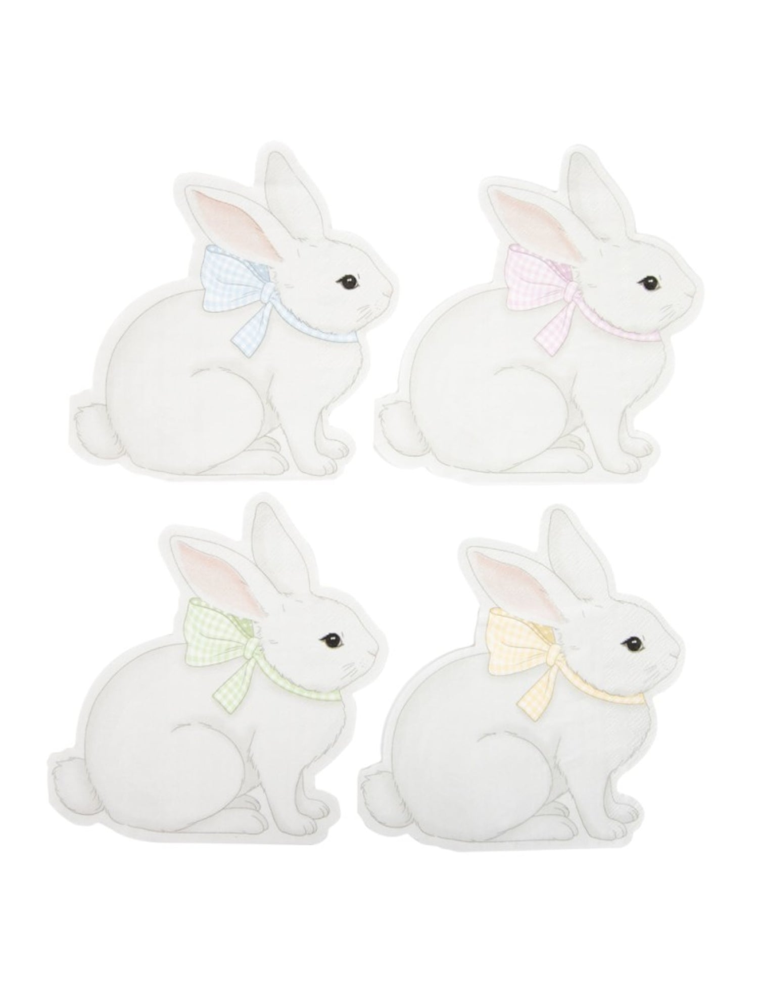 Serviettes en papier Mon Lapin blanches avec nœuds vichy multicolores